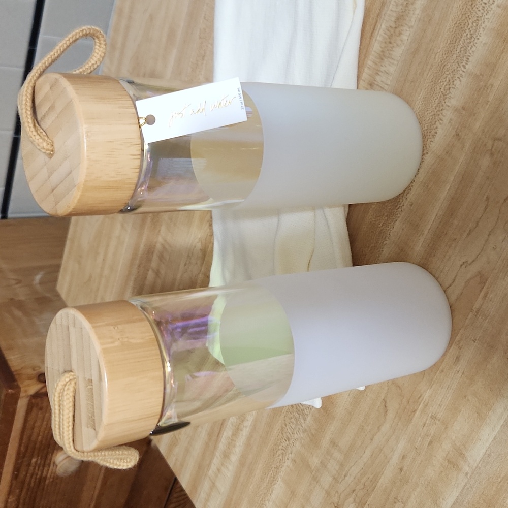 ANTHROPOLOGIE  GLASS WATER BOTTLES